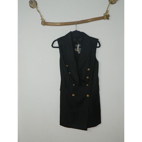 Blessed Are The Meek Blazer Dress Size 6 BLACK Double Breasted Sleeveless - Picture 11 of 16
